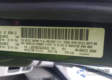 2008 Jeep Liberty Limited Edition z USA, uszkodzony, nr VIN 1J8GP58K28W280423